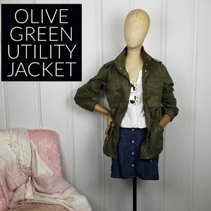 L.O.G.G. Olive Green Utility Jacket Size 6 - H&M